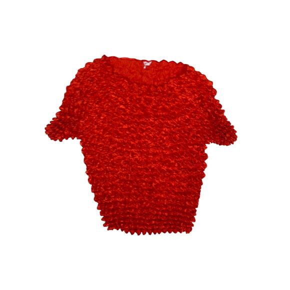 Y2K Red Stretch Magic Scarf Shirt One Size Sexy Glam Short Sleeve Top Clubwear - Picture 1 of 3